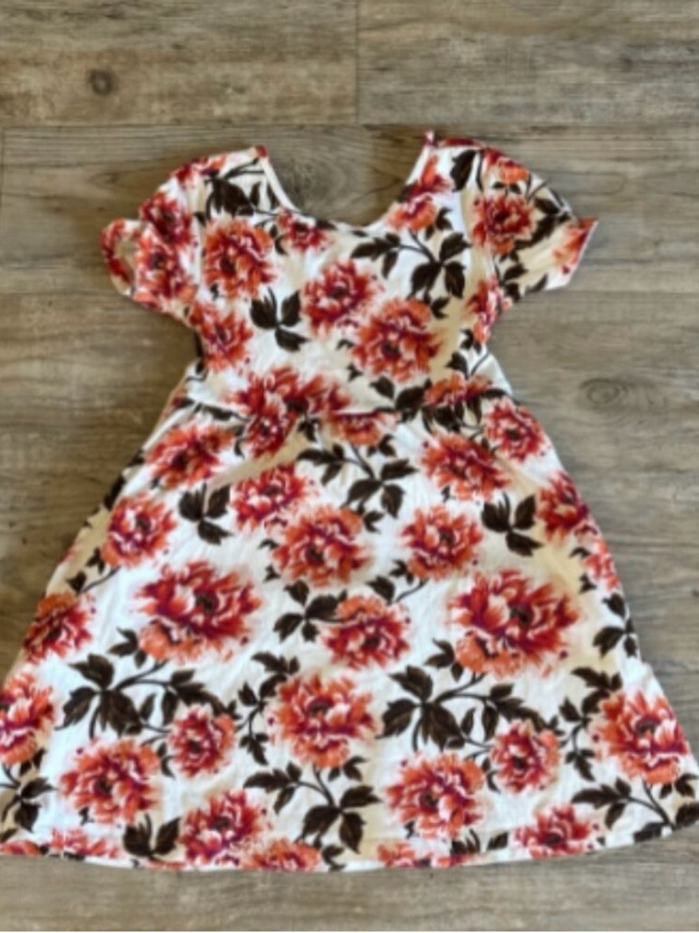 Old Navy Girls Floral Fit & Flare Dress Size S 6-7 Ivory Orange Fall Flowers